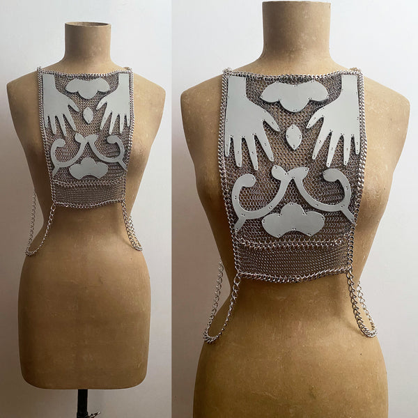Falconiere Hand Maiden Apron - Leather Chainmail Vest - Made to Order in 3-6 weeks