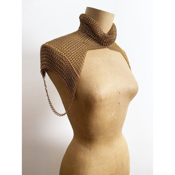 Falconiere Muscle Tee - Brass High Neck Harness - Chainmail Epaulets