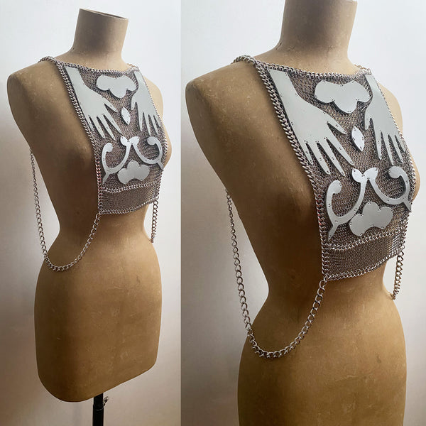 Falconiere Hand Corset - Leather Chainmail Vest - Made to Order in 3-6 weeks