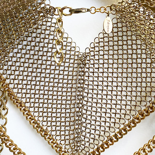 Falconiere Brass Chainmail Epaulet Collar - Made to Order 3-6 weeks