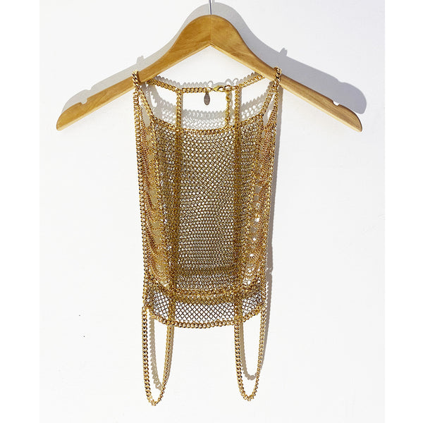 Falconiere Golden Grand Corset - Brass Chainmail Vest - Made to Order 3-6 weeks