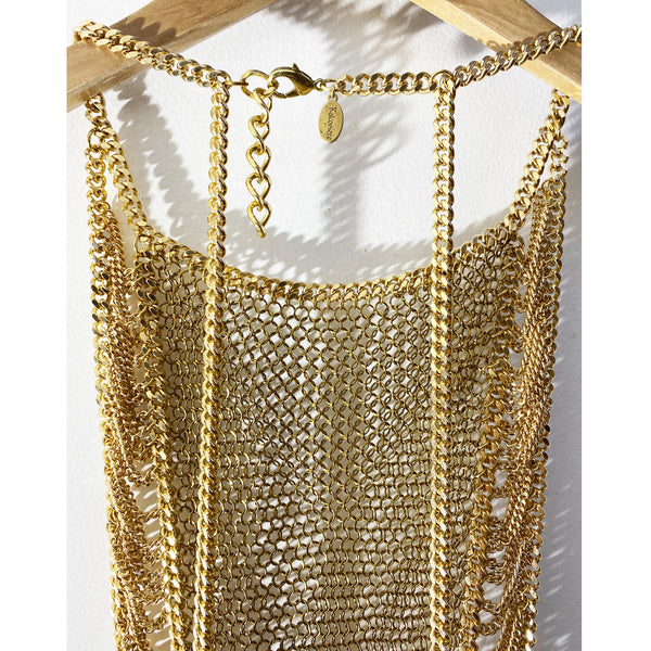 Falconiere Golden Grand Corset - Brass Chainmail Vest - Made to Order 3-6 weeks