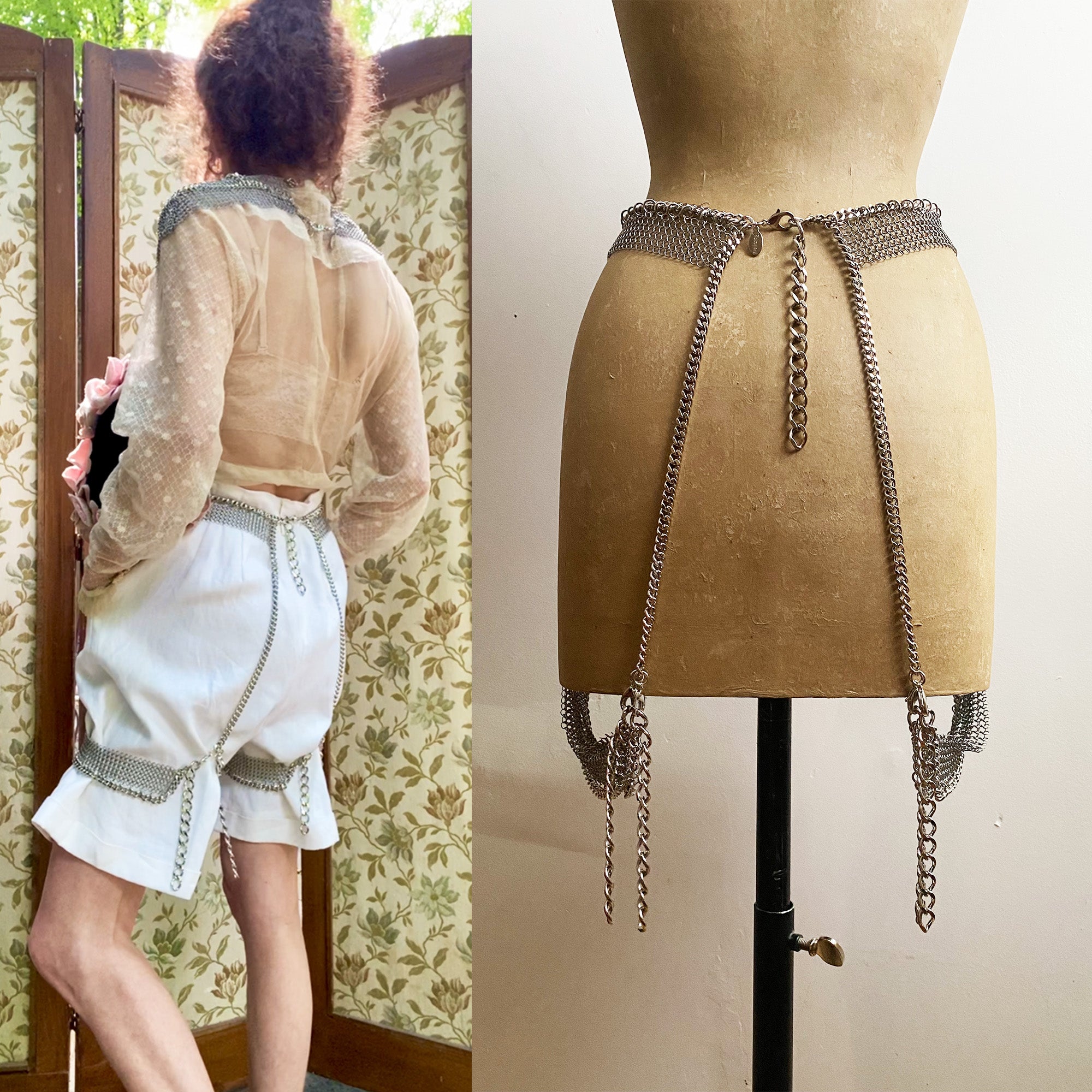 Falconiere Silver-tone Chainmail Girdle - Adjustable Chain Garter Belt   Falconiere Shop