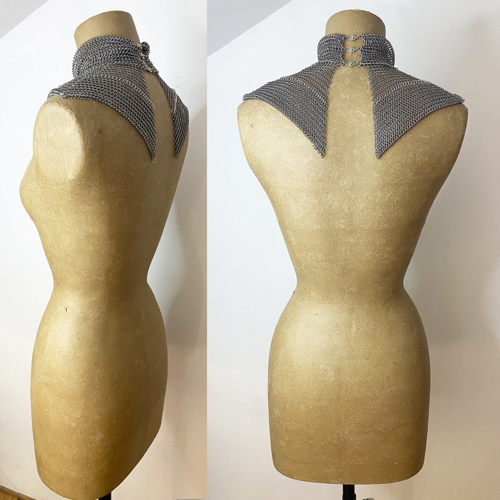 Falconiere Ruff Collar - Chainmail Cowl Neck Dicky - Silver Tone Gorge ...