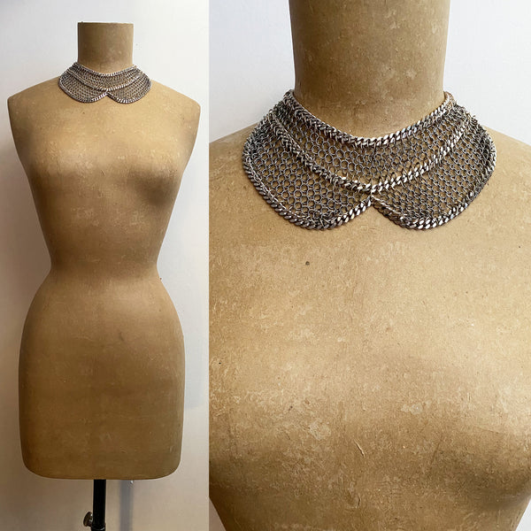 Falconiere Silver-Tone Caped Collar - Chainmail Necklace Made to Order 3-6 weeks