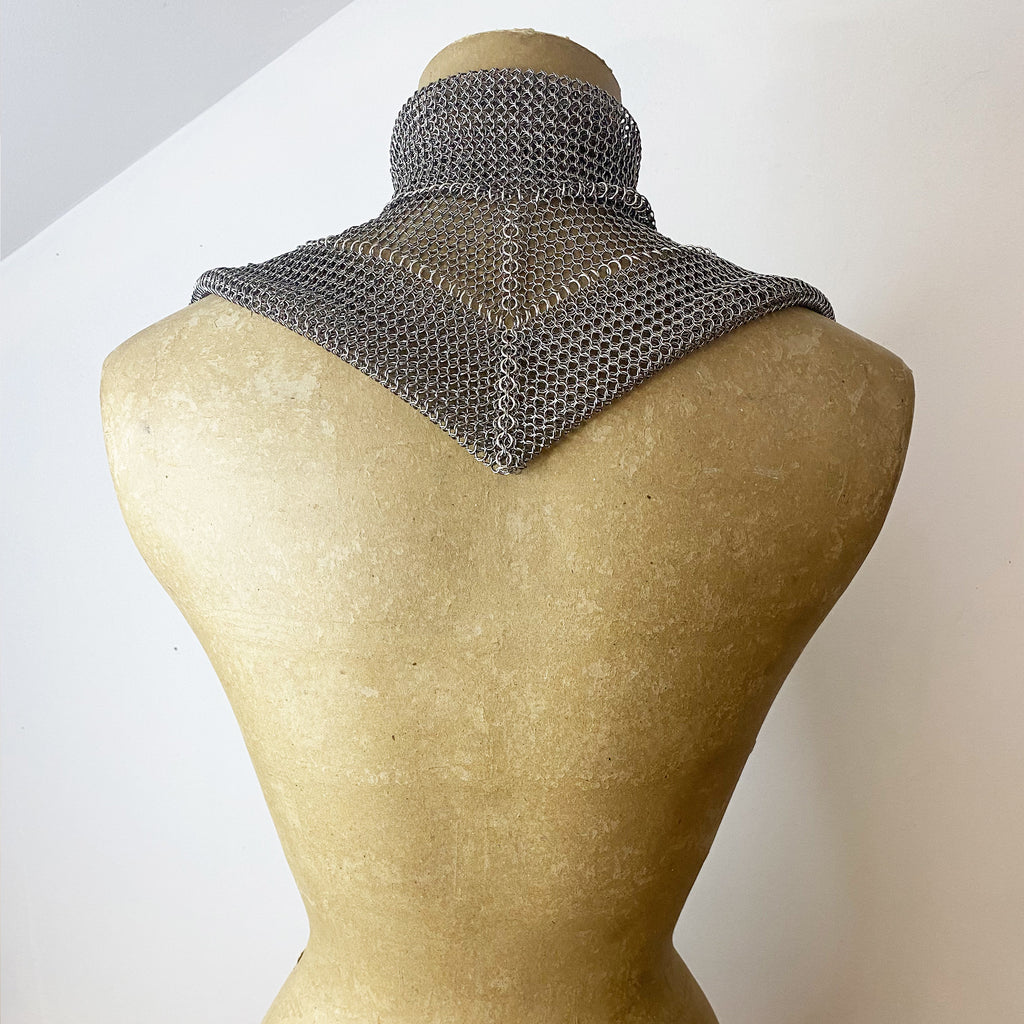 Chainmain Cowl Falconiere Ruff Collar - Chainmail Cowl Neck Dicky - Silver Tone Gorge ...