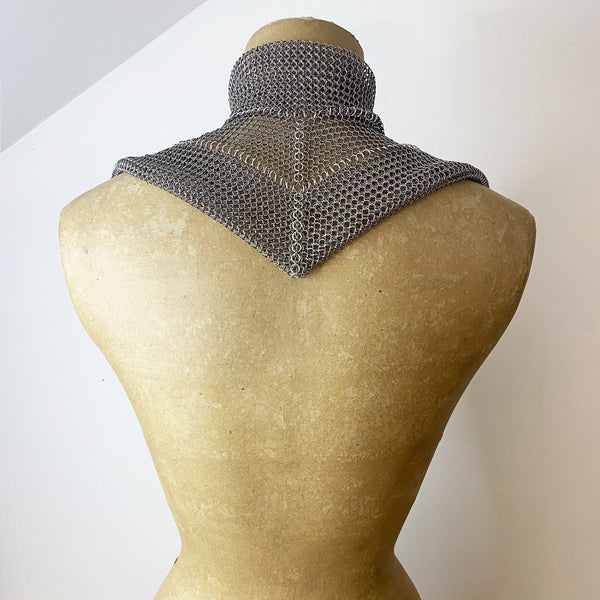 Falconiere Ruff Collar - Chainmail Cowl Neck Dicky - Silver Tone Gorget Mantle - Made to Order 3-6 weeks