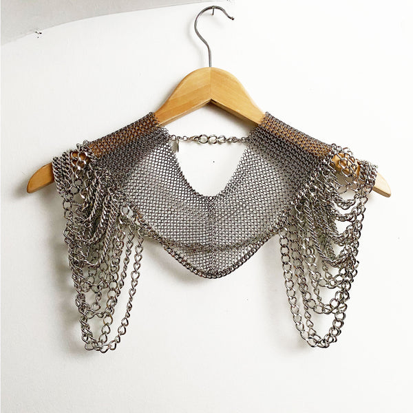 Falconiere Silver-tone Chainmail Epaulet Collar - Made to Order 3-6 weeks